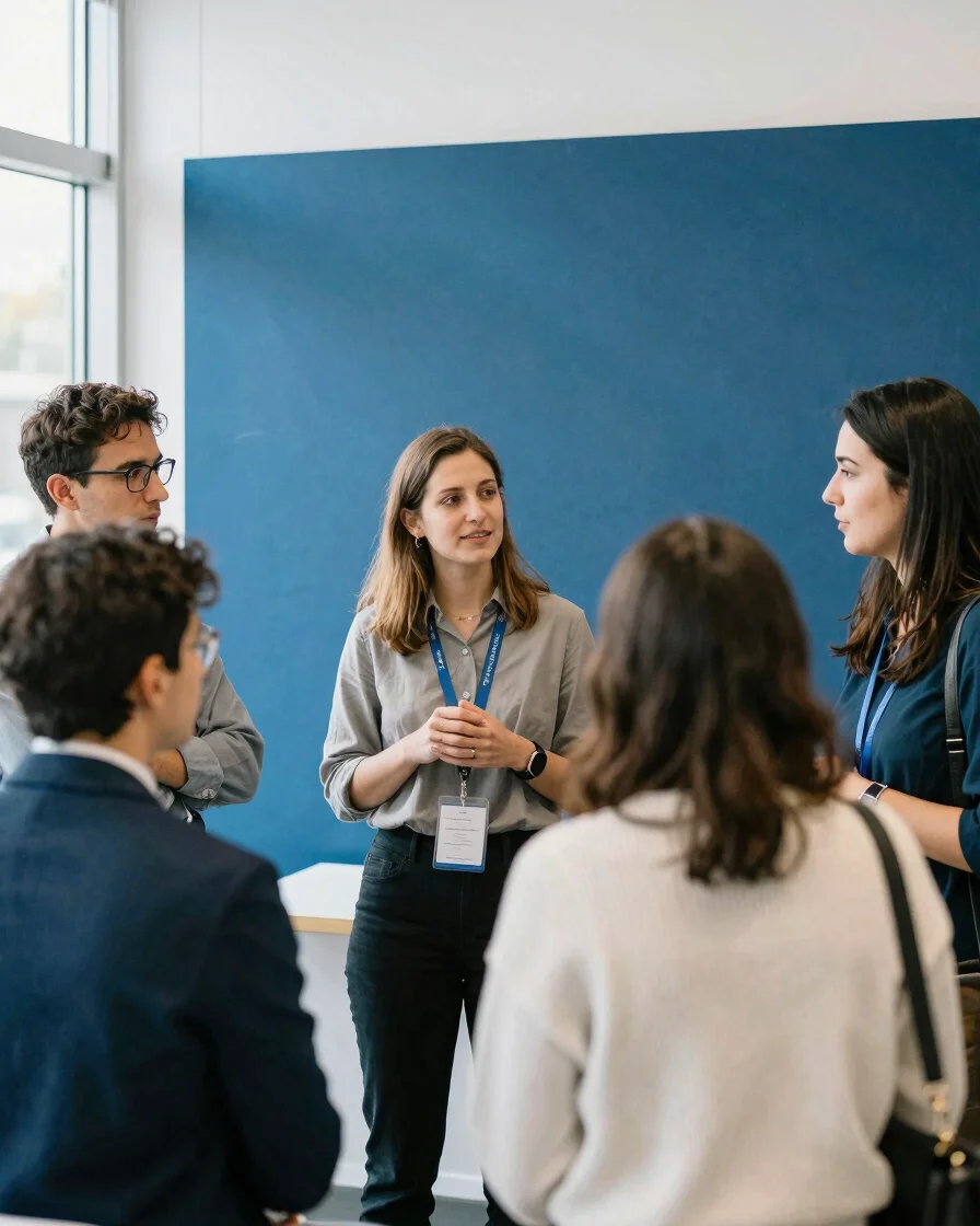 Dynamic shot of young professionals actively engaged in a small-g
